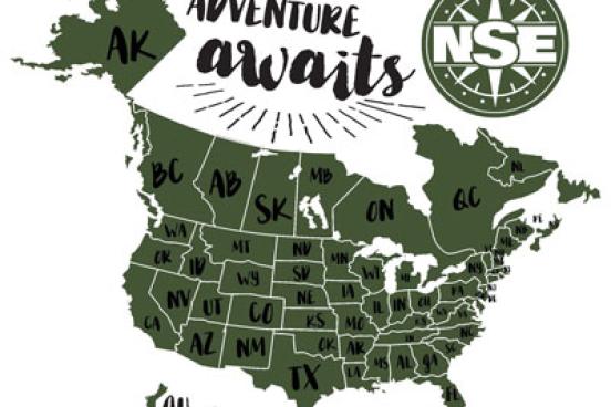 NSE logo and map